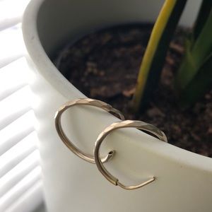 Faceted Silver Hoop Earrings